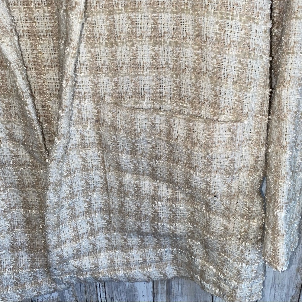 NWT BB Dakota Steve Madden Ivory Tweed Open Front Blazer XS - Picture 3 of 6